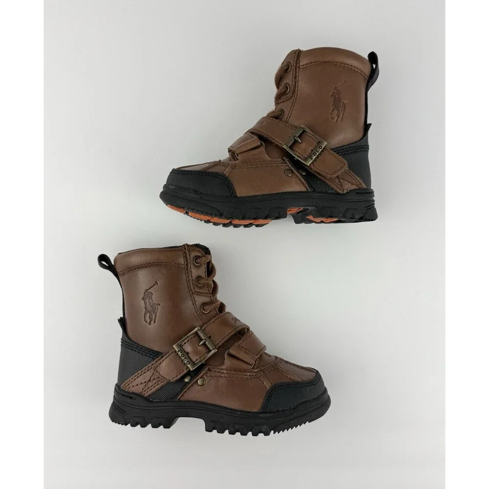 NEW Polo Ralph Lauren Shoes Brandy Holden Leather Hi Brown Boots TODDLER Sz 7 C